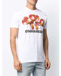 T-shirt à col rond imprimé blanc DSQUARED2