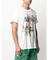 T-shirt à col rond imprimé blanc Amiri