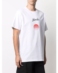 T-shirt à col rond imprimé blanc Maharishi