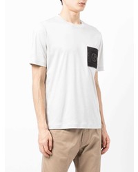 T-shirt à col rond imprimé blanc Giorgio Armani