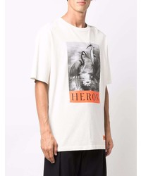 T-shirt à col rond imprimé blanc Heron Preston