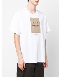 T-shirt à col rond imprimé blanc Burberry