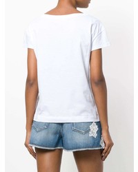 T-shirt à col rond imprimé blanc Love Moschino