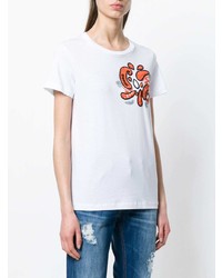 T-shirt à col rond imprimé blanc Dondup