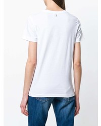 T-shirt à col rond imprimé blanc Dondup