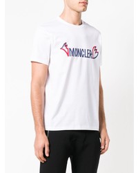 T-shirt à col rond imprimé blanc Moncler