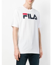 T-shirt à col rond imprimé blanc Fila