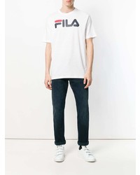 T-shirt à col rond imprimé blanc Fila