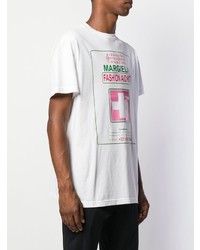 T-shirt à col rond imprimé blanc Maison Margiela