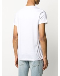 T-shirt à col rond imprimé blanc Balmain