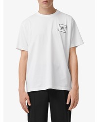 T-shirt à col rond imprimé blanc Burberry