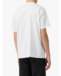 T-shirt à col rond imprimé blanc Burberry