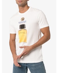 T-shirt à col rond imprimé blanc Versace