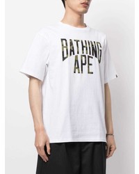 T-shirt à col rond imprimé blanc A Bathing Ape