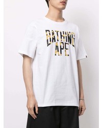 T-shirt à col rond imprimé blanc A Bathing Ape