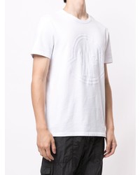 T-shirt à col rond imprimé blanc Moncler