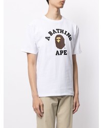 T-shirt à col rond imprimé blanc A Bathing Ape