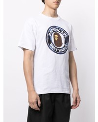 T-shirt à col rond imprimé blanc A Bathing Ape