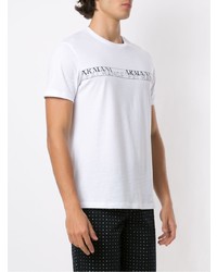 T-shirt à col rond imprimé blanc Armani Exchange