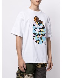 T-shirt à col rond imprimé blanc A Bathing Ape