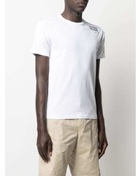 T-shirt à col rond imprimé blanc Stone Island