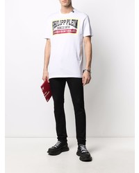 T-shirt à col rond imprimé blanc Philipp Plein