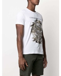 T-shirt à col rond imprimé blanc Emporio Armani