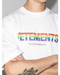 T-shirt à col rond imprimé blanc Vetements