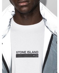 T-shirt à col rond imprimé blanc Stone Island