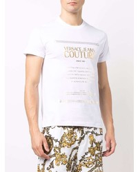 T-shirt à col rond imprimé blanc VERSACE JEANS COUTURE