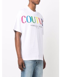 T-shirt à col rond imprimé blanc VERSACE JEANS COUTURE