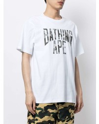 T-shirt à col rond imprimé blanc A Bathing Ape