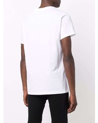 T-shirt à col rond imprimé blanc Balmain