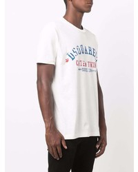 T-shirt à col rond imprimé blanc DSQUARED2