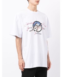 T-shirt à col rond imprimé blanc MSGM