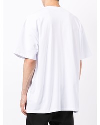 T-shirt à col rond imprimé blanc MSGM