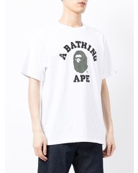 T-shirt à col rond imprimé blanc A Bathing Ape