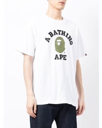 T-shirt à col rond imprimé blanc A Bathing Ape