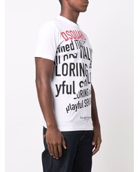 T-shirt à col rond imprimé blanc DSQUARED2