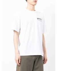 T-shirt à col rond imprimé blanc Bally