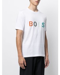 T-shirt à col rond imprimé blanc BOSS