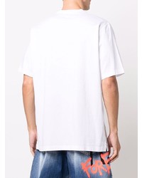 T-shirt à col rond imprimé blanc DSQUARED2