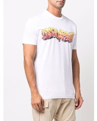 T-shirt à col rond imprimé blanc DSQUARED2