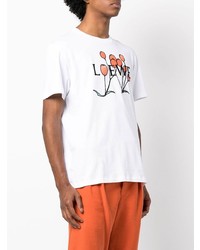 T-shirt à col rond imprimé blanc Loewe