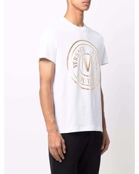 T-shirt à col rond imprimé blanc VERSACE JEANS COUTURE