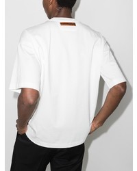 T-shirt à col rond imprimé blanc Ermenegildo Zegna