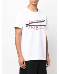 T-shirt à col rond imprimé blanc Alexander McQueen