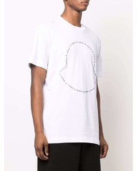 T-shirt à col rond imprimé blanc Moncler