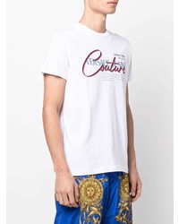 T-shirt à col rond imprimé blanc VERSACE JEANS COUTURE