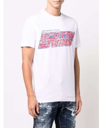 T-shirt à col rond imprimé blanc DSQUARED2